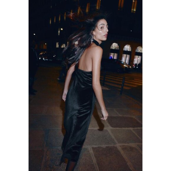 ZARA VELVET LACE MIDI DRESS - Picture 3 of 9